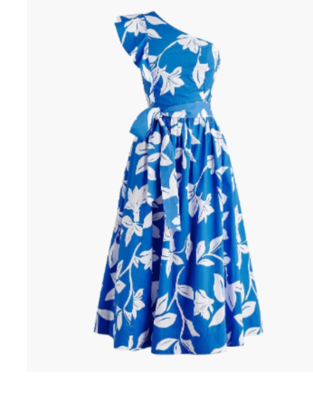 J. Crew Blue and White One-Shoulder Floral Dress